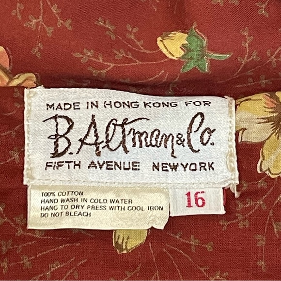 Vintage B. Altman & Co. Full button front, 100% cotton shirt dress. Women’s 16 - Picture 4 of 10